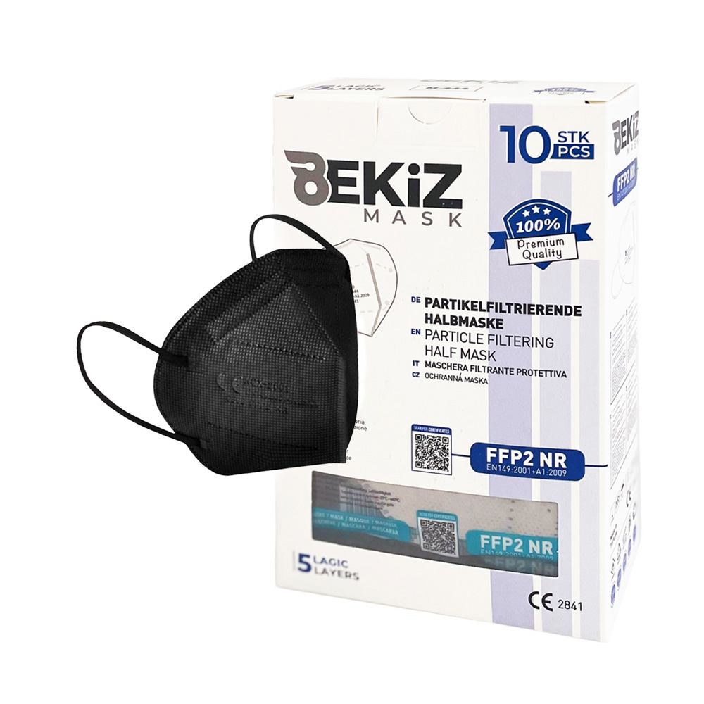 BEKIZ MASK - Μάσκα Υψηλής Προστασίας FFP2 (Μαύρο) - 10τεμ.